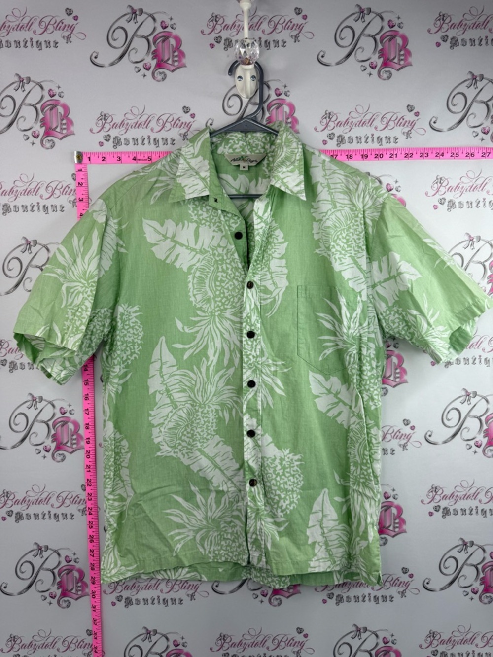 Aloha days T-shirt top Casual Green Floral Camp-Collar Button-Down Shirt